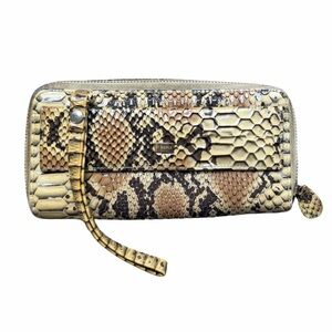 47 Maple Snakeskin Embossed Zip Around Wallet Wristlet